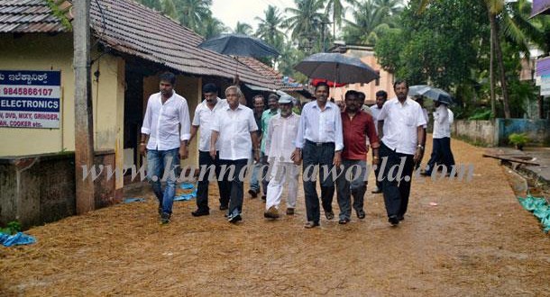 MLA J R Lobo inspects concrete works in Jappinamogaru main road