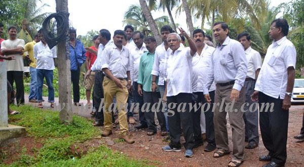 MLA J R Lobo inspects drinking water pipeline works at Adam Kudru