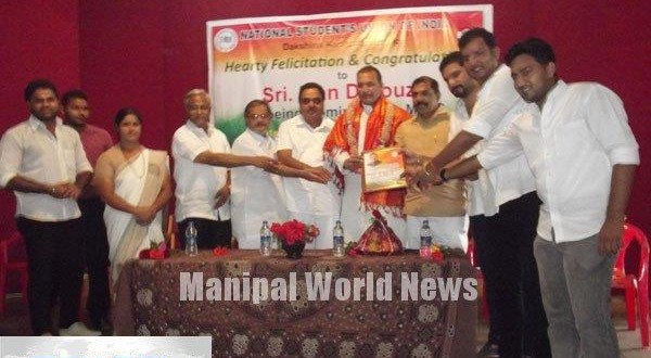 Mangalore D.K. National Students Union of India Unit Felicitates MLC Ivan D'Souza