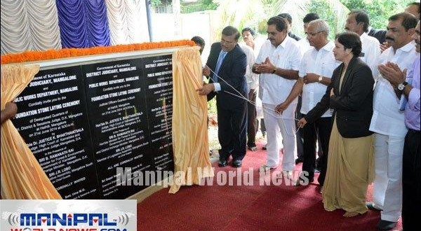 Mangalore High court Judge Bhakthavatsala lays foundation for Judicial Quarters
