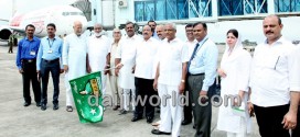 Mangalore: Roshan Baig flags off flight carrying first batch of Haj pilgrims