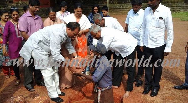 Foundation stone laying ceremony of stadium in St. Gerosa School.