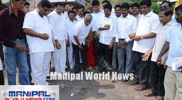 J R Lobo inauguarates Kodialguttu road construction work