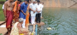 Bantwal: Minister Ramanath Rai offers Bhagina to Netravati River, lifeline of DK district