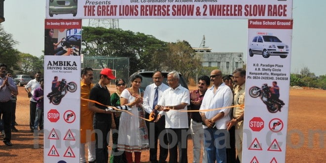 MLA J R Lobo Inaugurates ‘Great Lions Reverse Show and Two Wheeler Slow Race’