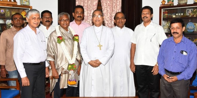 MLA JR Lobo was felicitated by Bishop of Mangalore for being nominated as chairman of legislature's committee